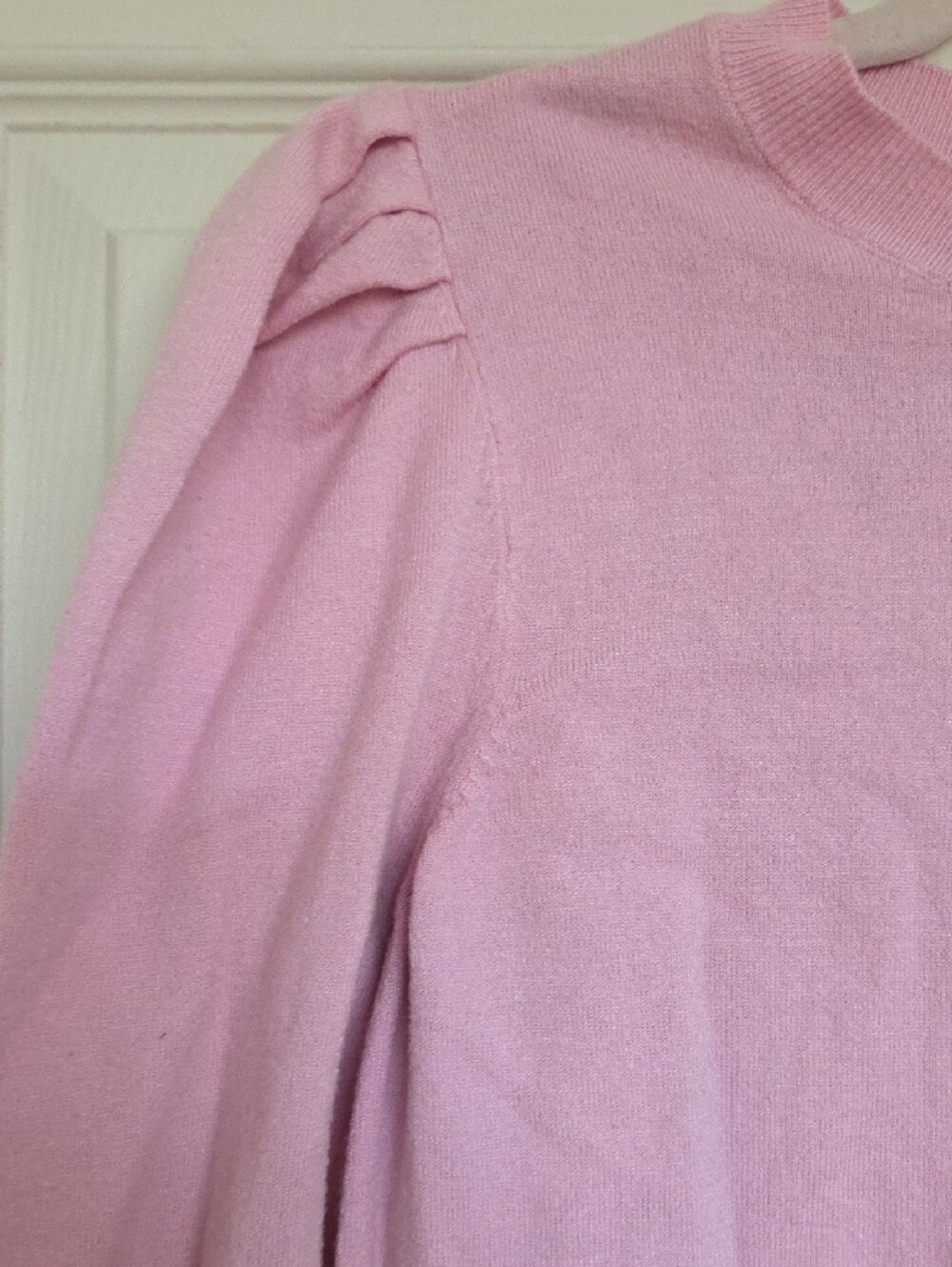 Marella Soft Pink Puff-Shoulder Crewneck Sweater - Picture 3 of 5